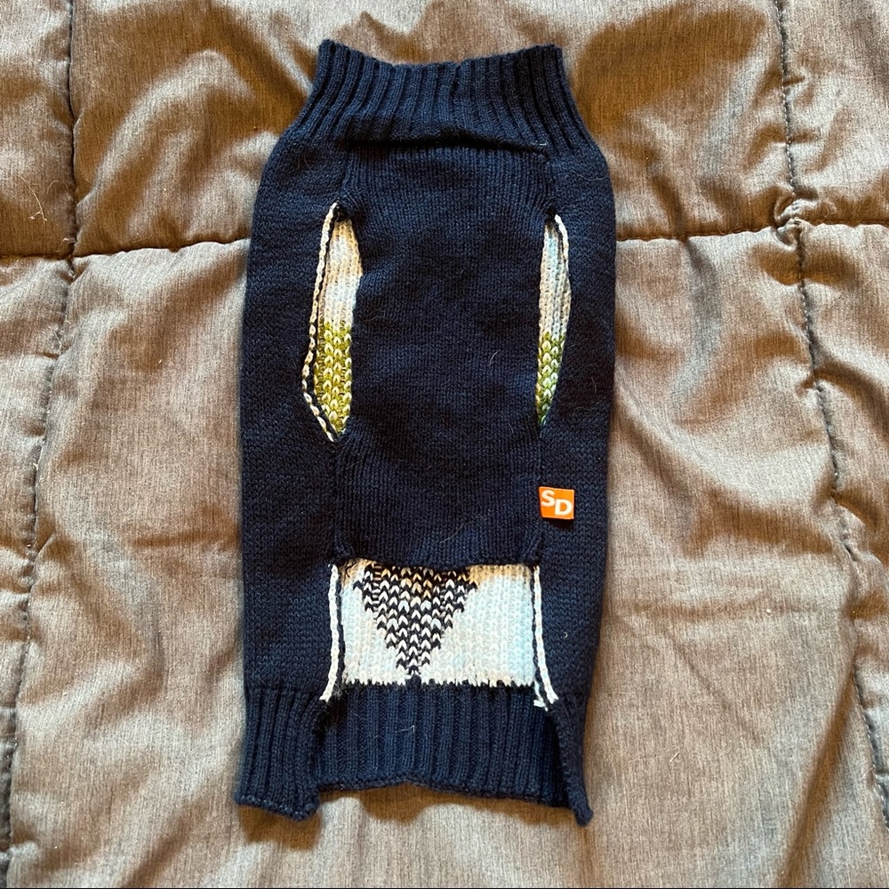 SimplyDog Navy Argyle Dog Sweater Size Small Green Blue Knit Fall Winter Plaid - Picture 3 of 6